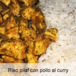 ricetta pollo al curry con riso bianco pilaf