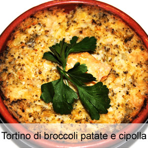 ricetta tortino di broccoli, patate e cipolle