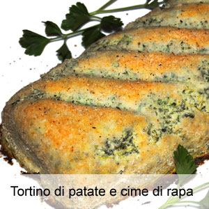 ricetta tortino di patate con cime di rapa