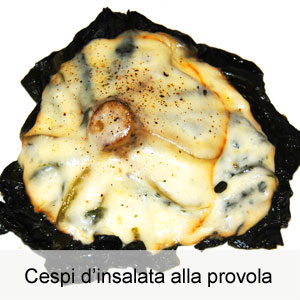 ricetta cespi d'insalata con fettine di provola al forno