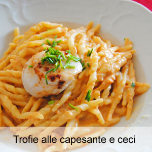 ricetta trofie condite con una crema di capesante e ceci