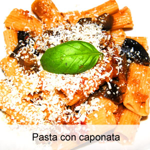 ricetta pasta condita con la caponata