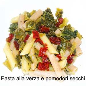 ricetta pasta verza e pomodori secchi