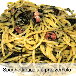 ricetta pasta con rucola e prezzemolo
