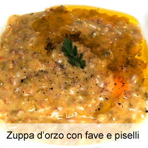 ricetta minestra d'orzo con fave e piselli