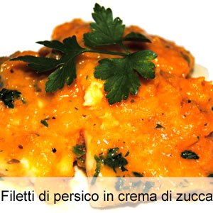 ricetta filetti di pesce persico in crema di zucca