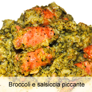 ricetta broccoli con salsiccia piccante o luganega