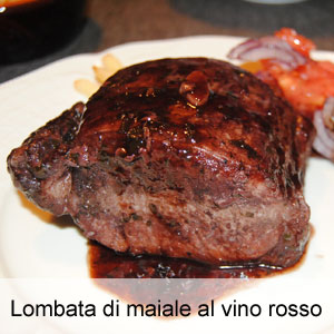 lonza di maiale cucinata nel vino rosso