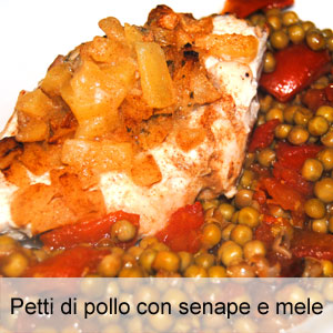 pollo con senape e mele cotto al forno nel saccoccio