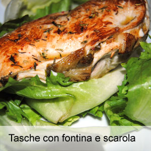 ricetta tasche di pollo con fontina e scarola