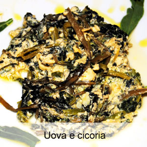 ricetta con cicoria selvatica e uova tipica di Vico del Gargano