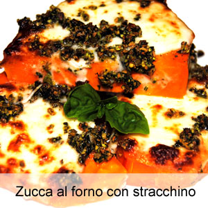 ricetta zucca al forno con stracchino, pistacchi e basilico